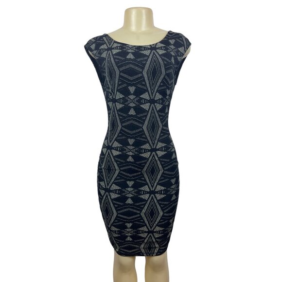 Printed Bodycon Women’s Black Dress Sz S - Picture 2 of 8